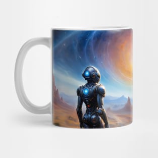 Robot lands spacecraft on alien planet. Mug